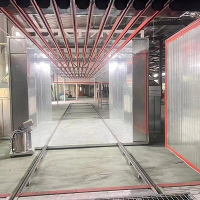 Ligne d'assemblage semi-automatique de pulvérisation à l'aide d'un cadre à glissière en poudre