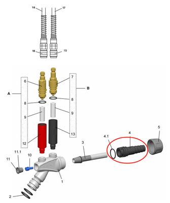 Connexion de tuyau D10-12 mm Complète 1006531 Pour l'injecteur de poudre OptiFlow IG06