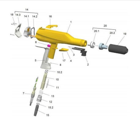 1002100 Machine à pulvériser pour le revêtement en poudre Gema Optiselect Gm02 complète avec câble de 6 m