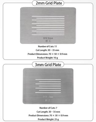 Kit complet de test d'adhérence en coupe transversale avec coupe-grille de 1 mm, plaque guide et outils