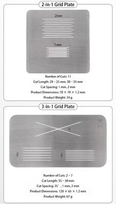 Kit complet de test d'adhérence en coupe transversale avec coupe-grille de 1 mm, plaque guide et outils